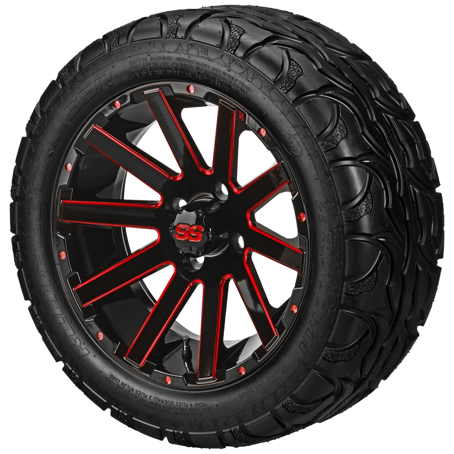 LSI 14' Venom Black & Red Wheel and Lifted Tire Combo