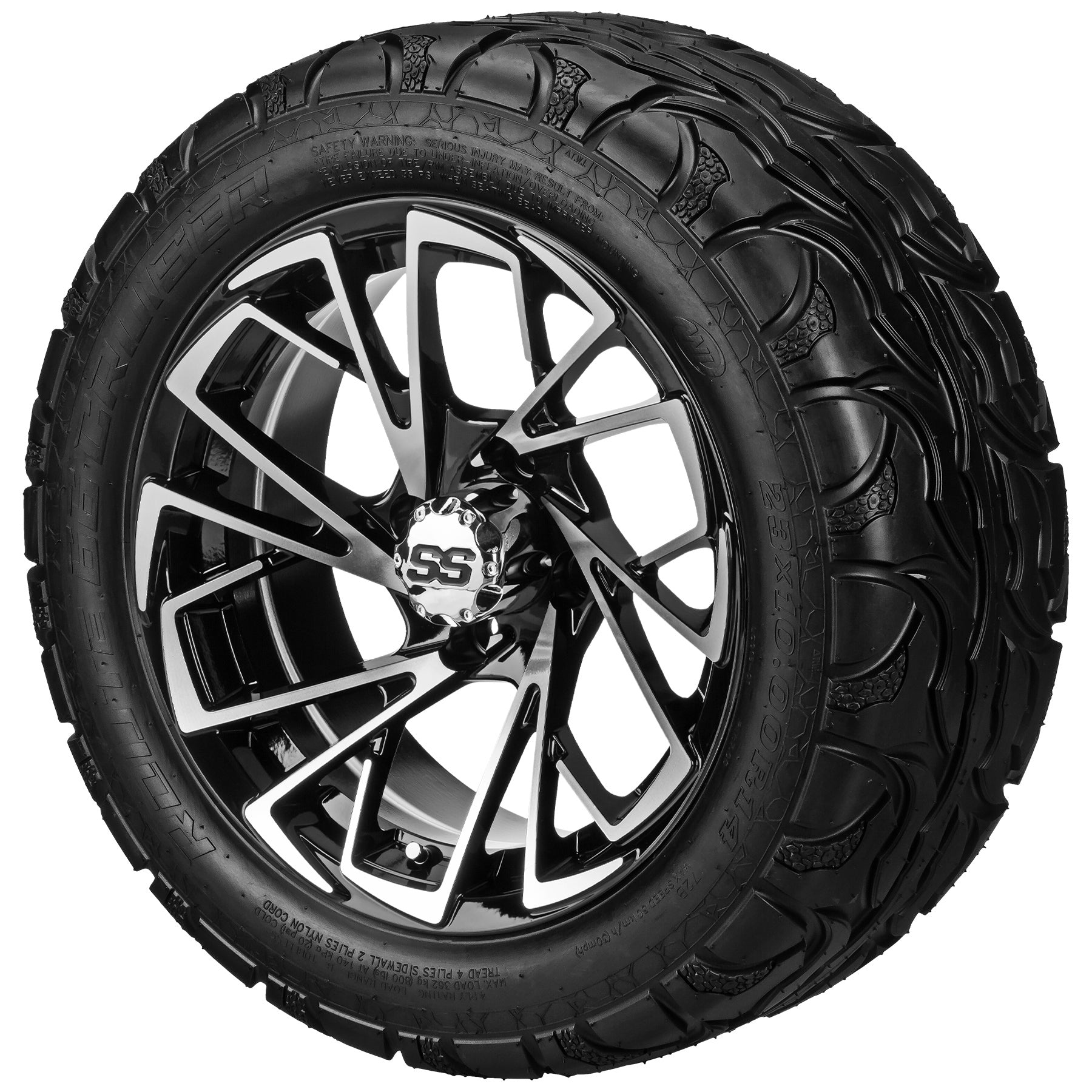 LSI 14' Stinger Black & Machined Wheel and Lifted Tire Combo