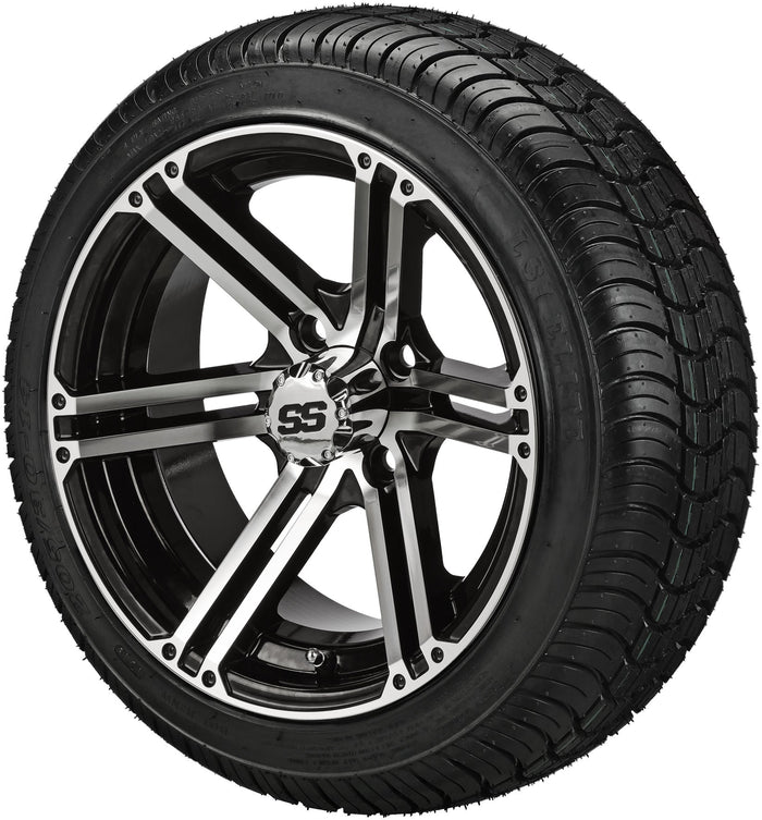 LSI 14' Yukon Black & Machined Wheel and Low Profile Tire Combo