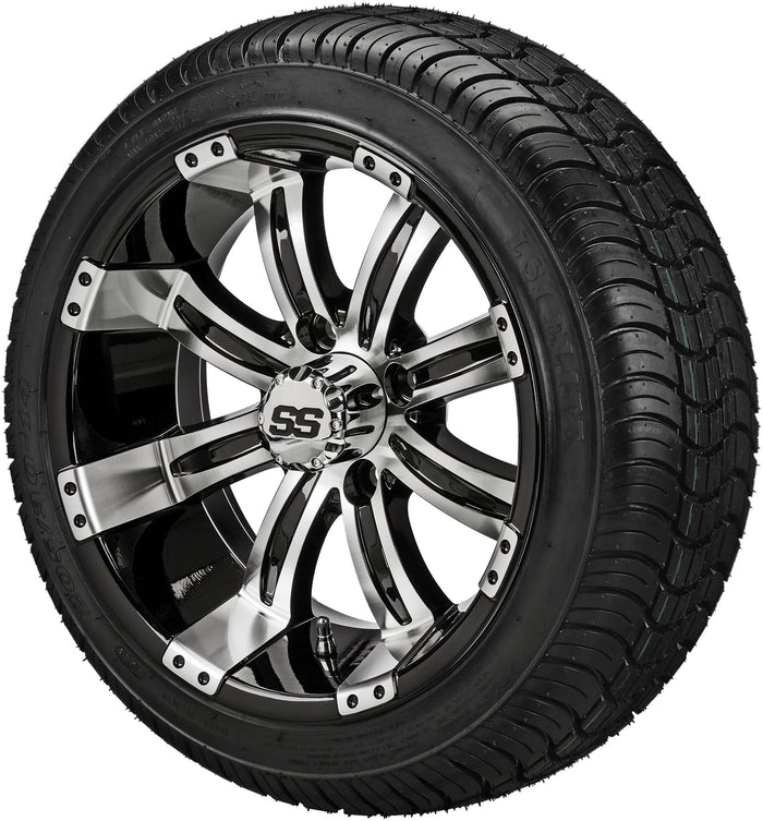 LSI 14' Casino Black & Machined Wheel and Low Profile Tire Combo