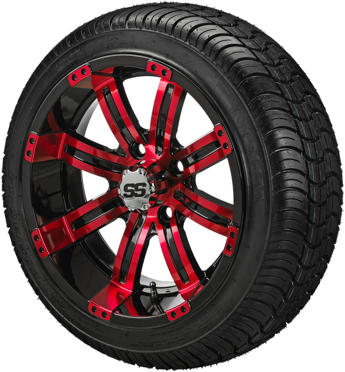 LSI 14' Casino Black & Red Wheel and Low Profile Tire Combo