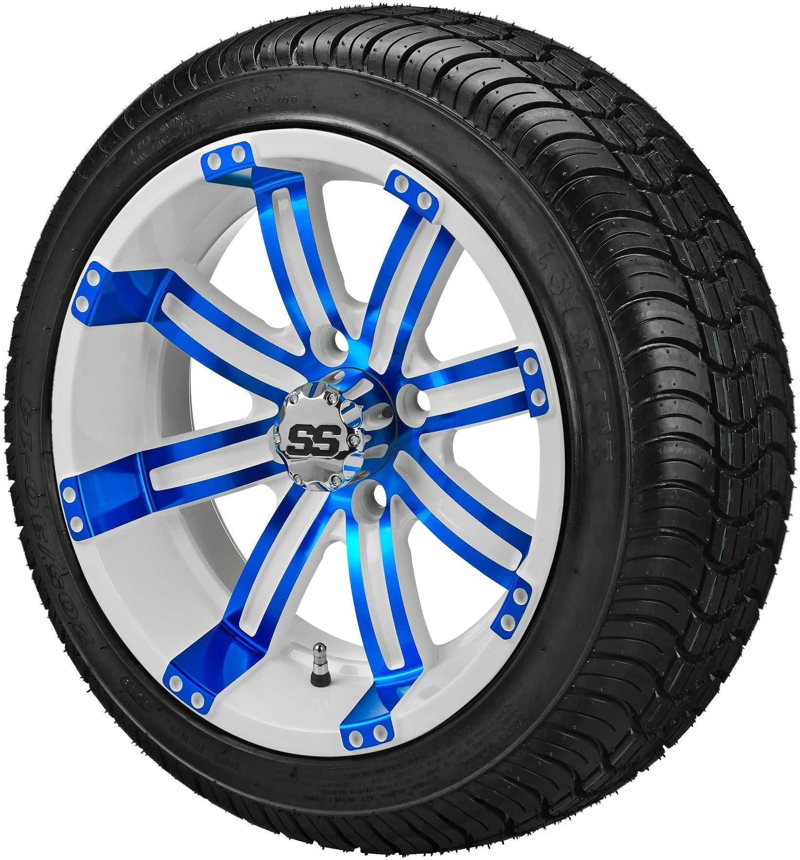 LSI 14' Casino White & Blue Wheel and Low Profile Tire Combo