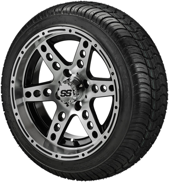 LSI 14' Chaos Black & Machined Wheel and Low Profile Tire Combo