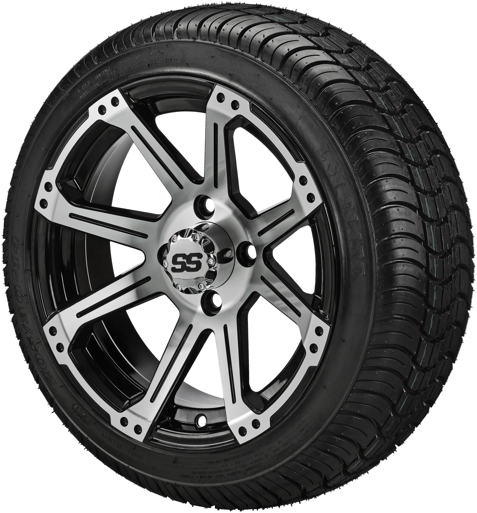LSI 14' Rampage Black & Machined Wheel and Low Profile Tire Combo