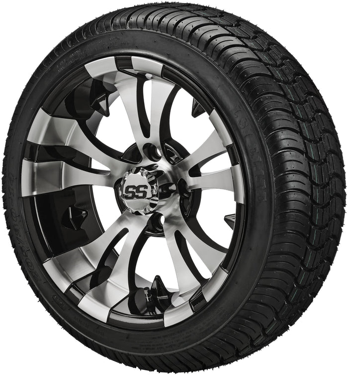 LSI 14' Warlock Black & Machined Wheel and Low Profile Tire Combo