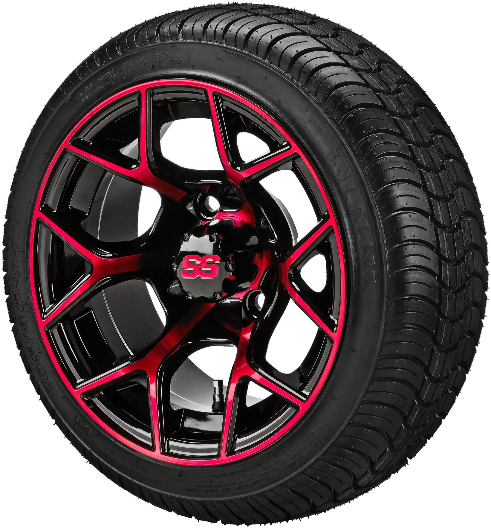 LSI 14' Ninja Black & Red Wheel and Low Profile Tire Combo