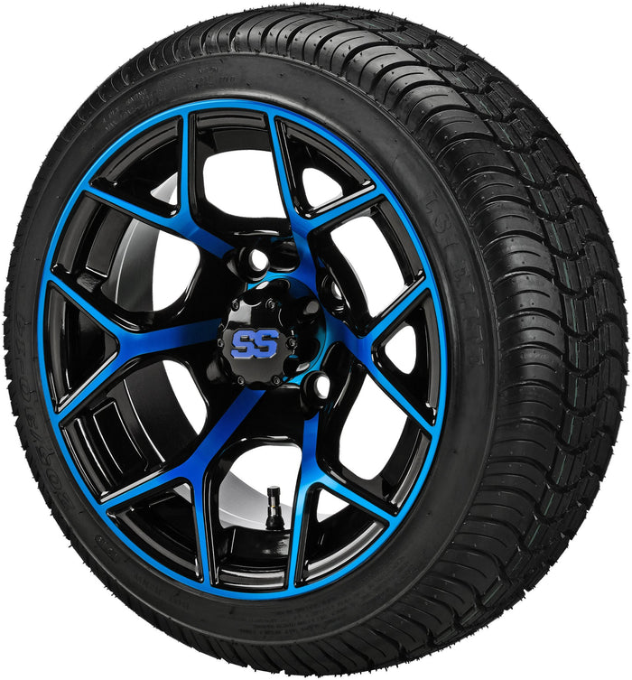 LSI 14' Ninja Black & Blue Wheel and Low Profile Tire Combo