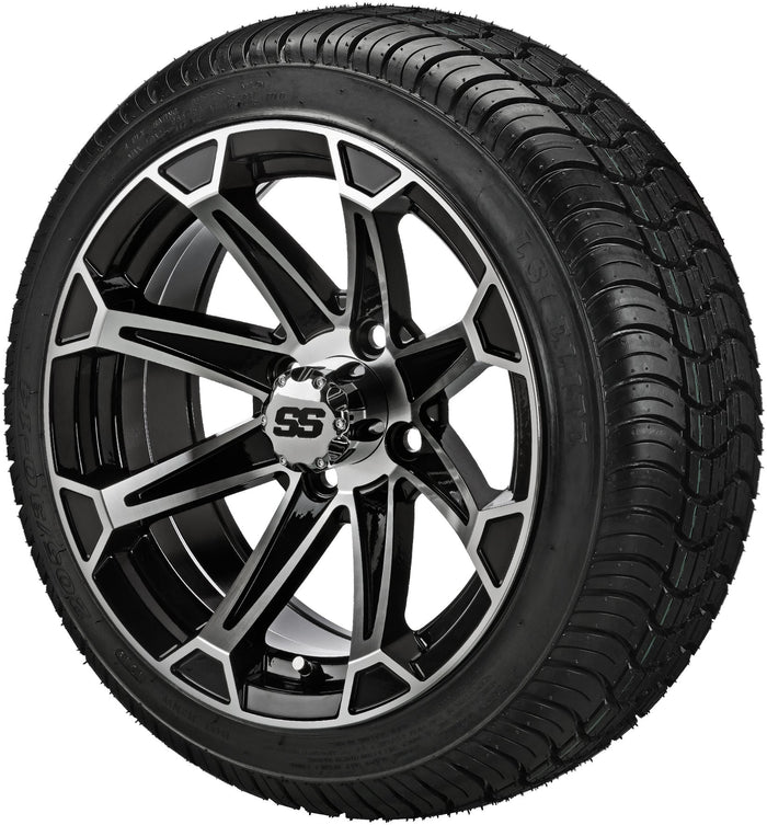 LSI 14' Viking Black & Machined Wheel and Low Profile Tire Combo