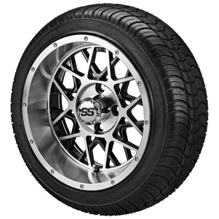 LSI 14' Black Widow Black & Machined Wheel and Low Profile Tire Combo
