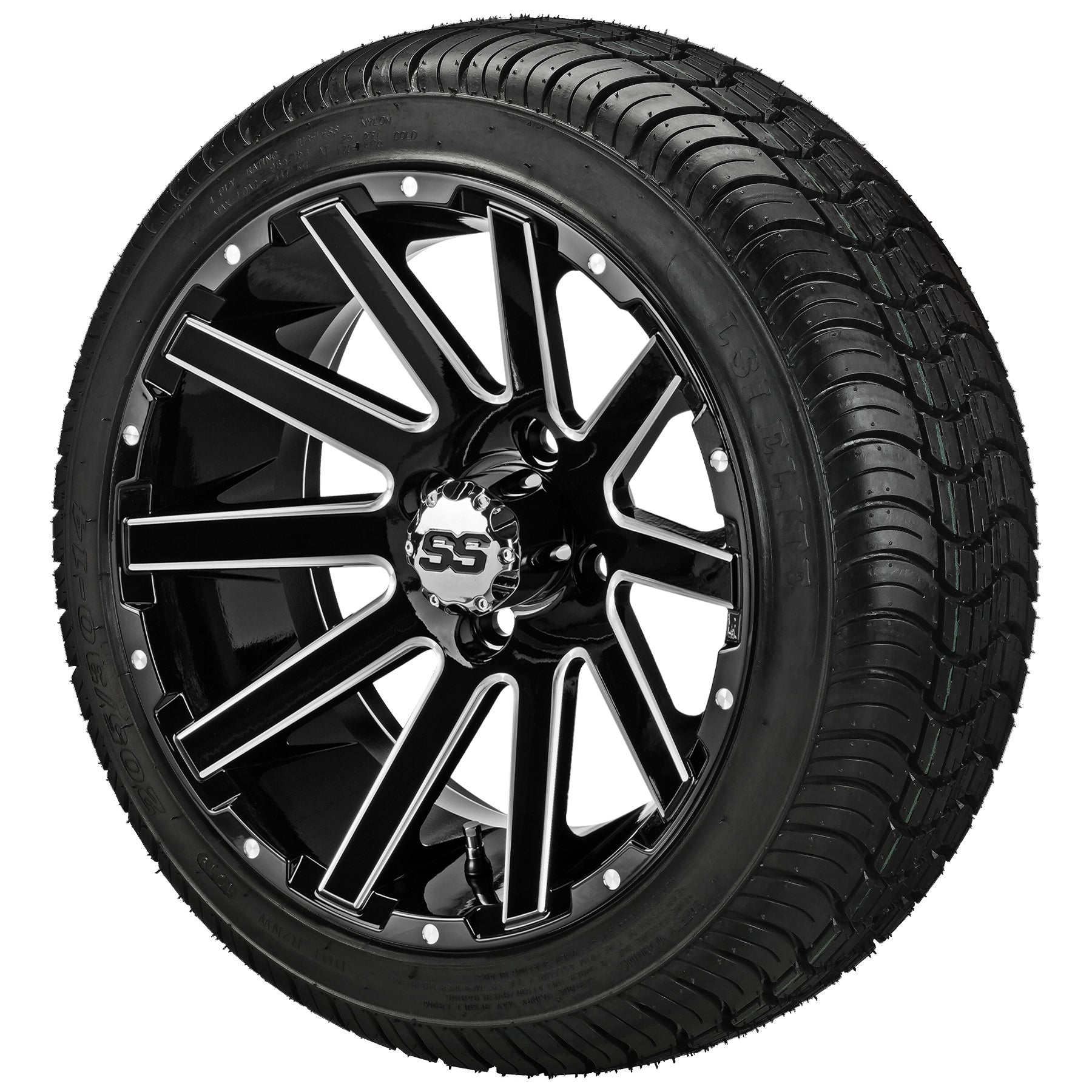LSI 14' Venom Black & Machined Wheel and Low Profile Tire Combo
