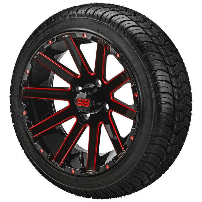 LSI 14' Venom Black & Red Wheel and Low Profile Tire Combo