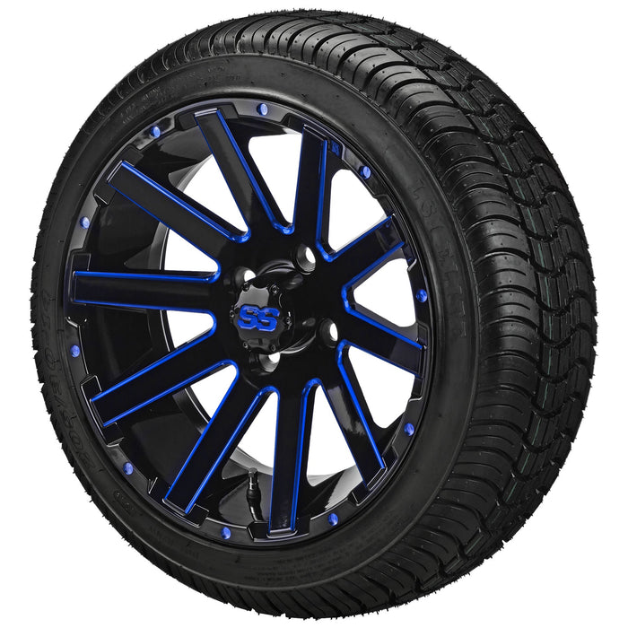 LSI 14' Venom Black & Blue Wheel and Low Profile Tire Combo