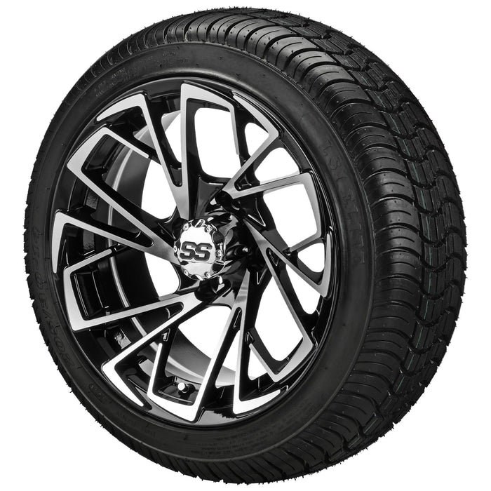 LSI 14' Stinger Black & Machined Wheel and Low Profile Tire Combo