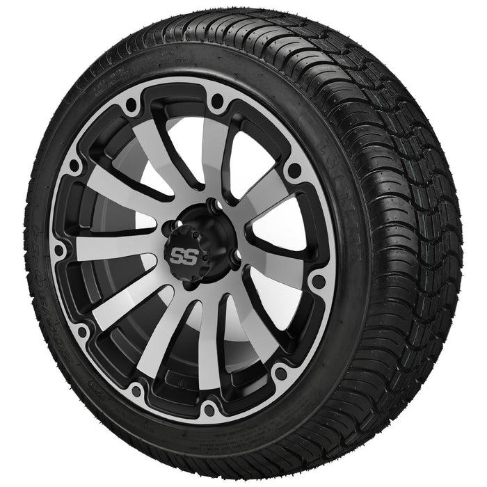 LSI 14' Beast Black & Machined Wheel and Low Profile Tire Combo