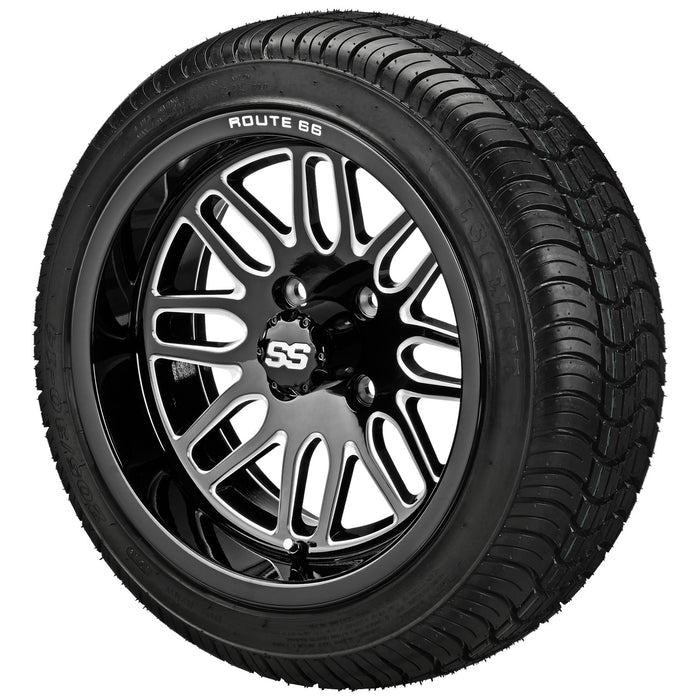 LSI 14' Sinister Black & Machined Wheel and Low Profile Tire Combo