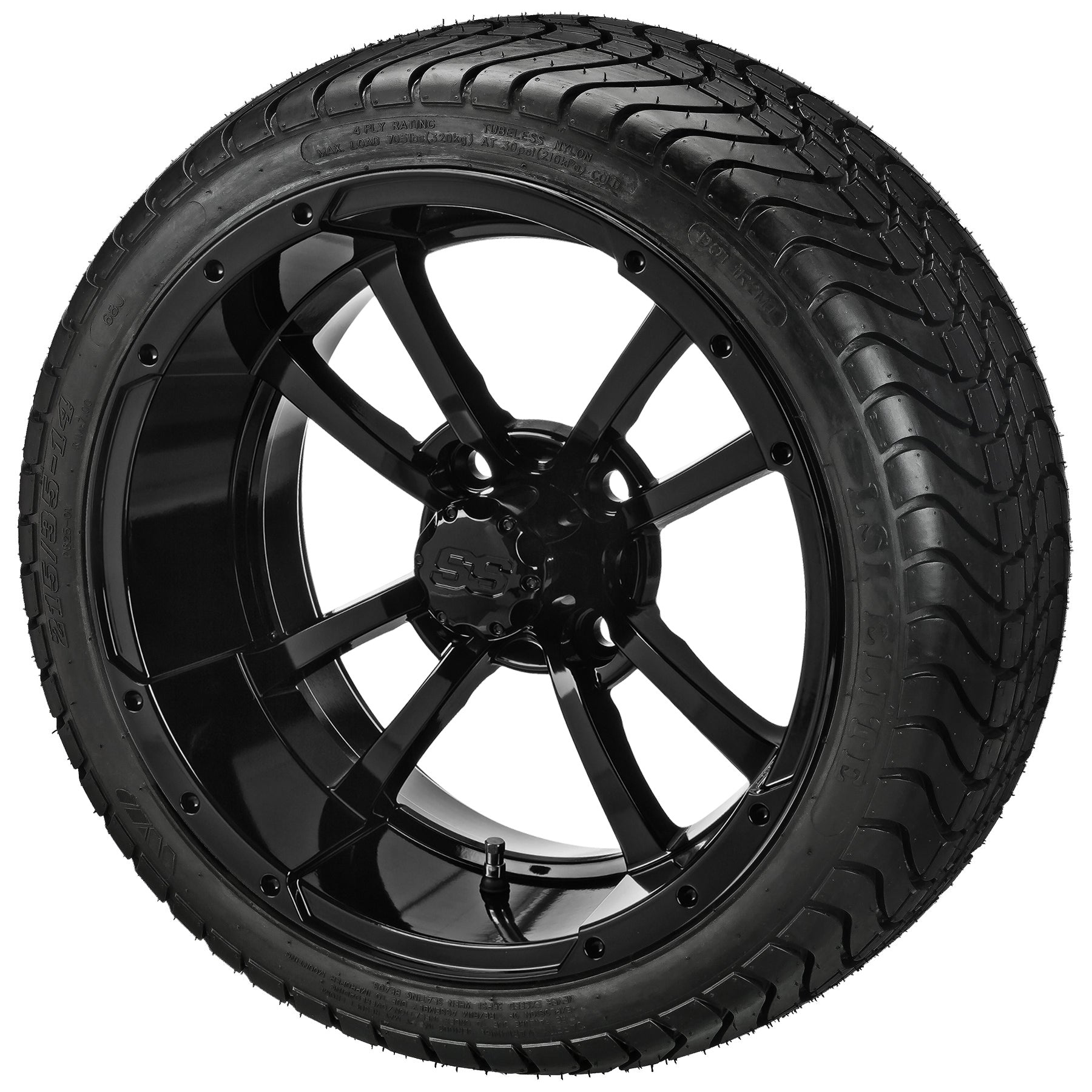 LSI 14' Maltese Cross Gloss Black Wheel and Low Profile Tire Combo