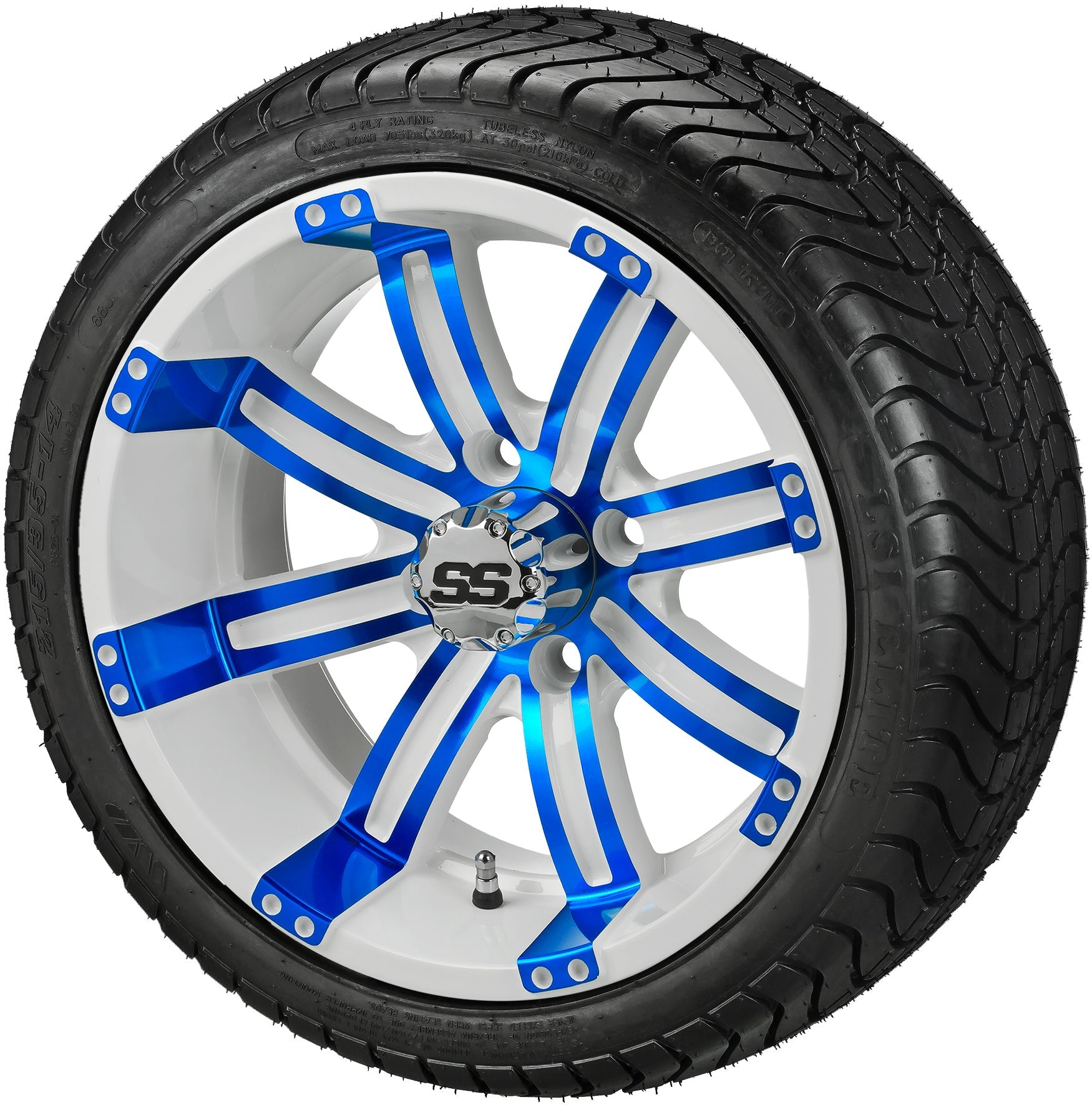LSI 14' Casino White & Blue Wheel and Low Profile Tire Combo