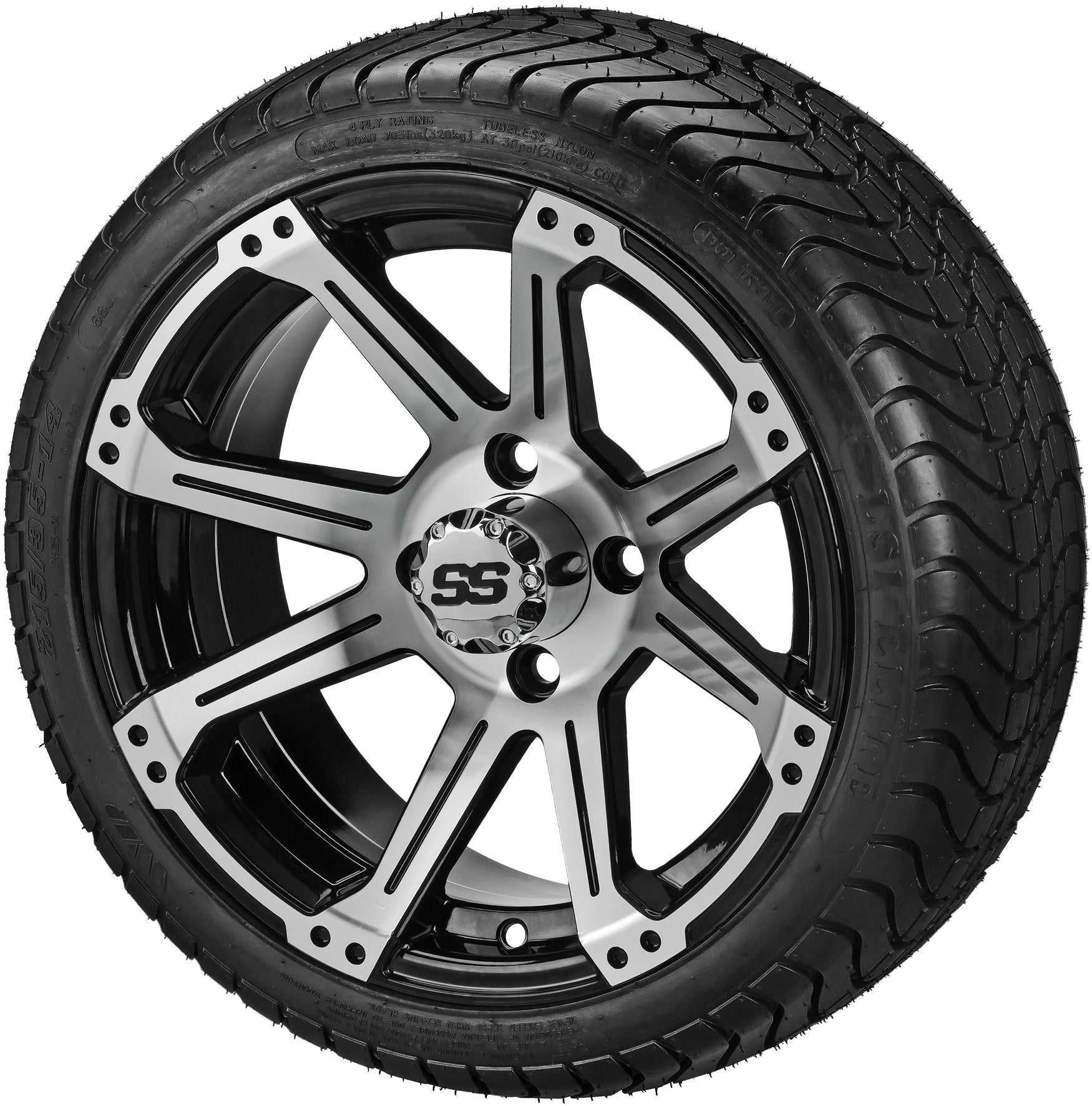 LSI 14' Rampage Black & Machined Wheel and Low Profile Tire Combo