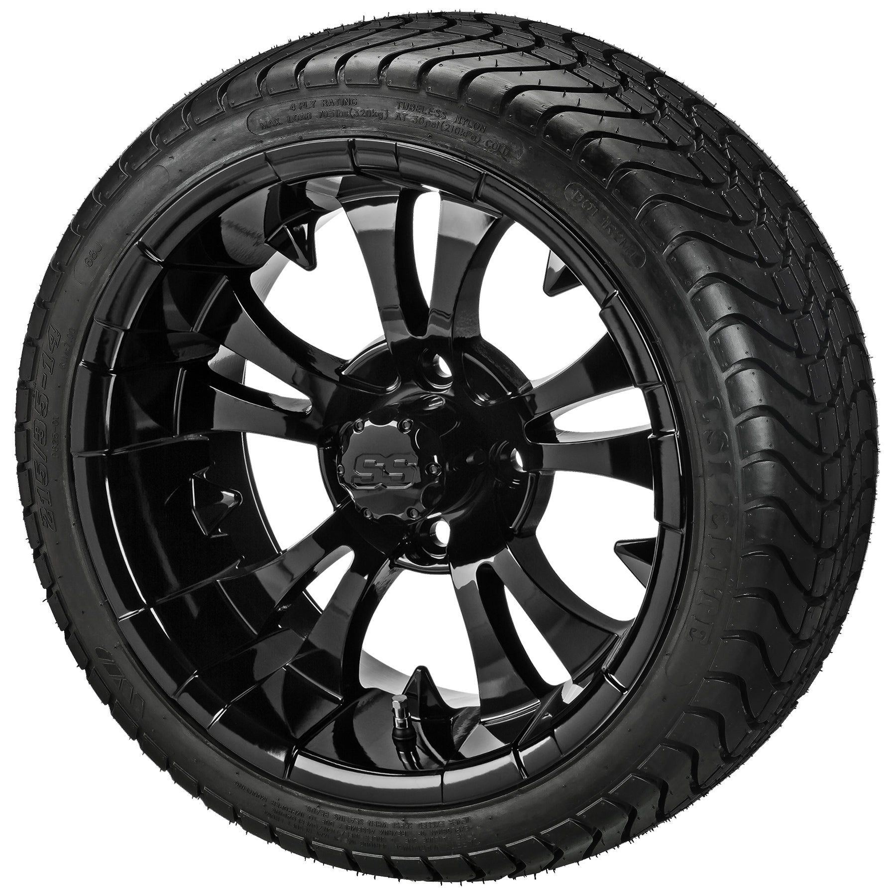 LSI 14' Warlock Gloss Black Wheel and Low Profile Tire Combo