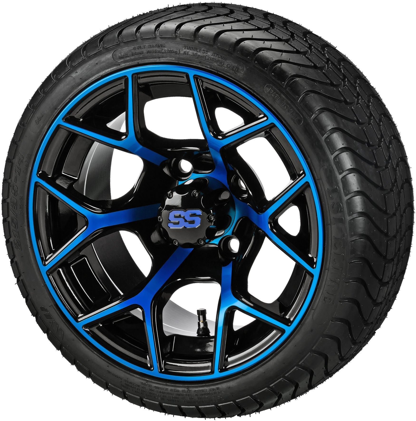 LSI 14' Ninja Black & Blue Wheel and Low Profile Tire Combo