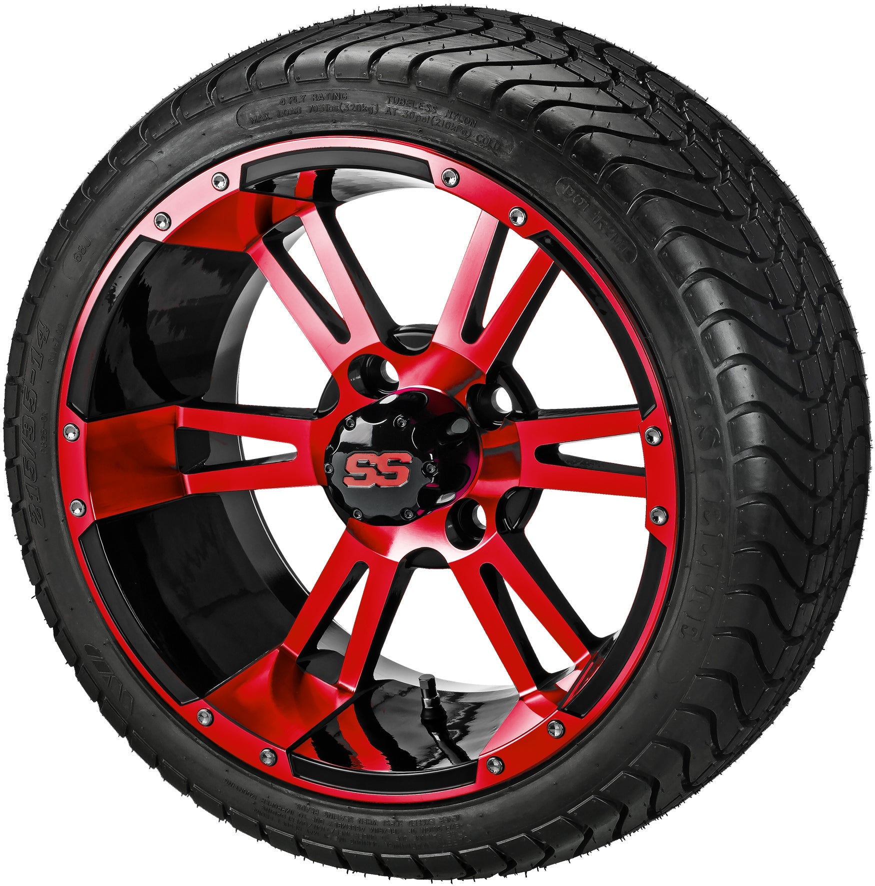 LSI 14' Raptor Black & Red Wheel and Low Profile Tire Combo