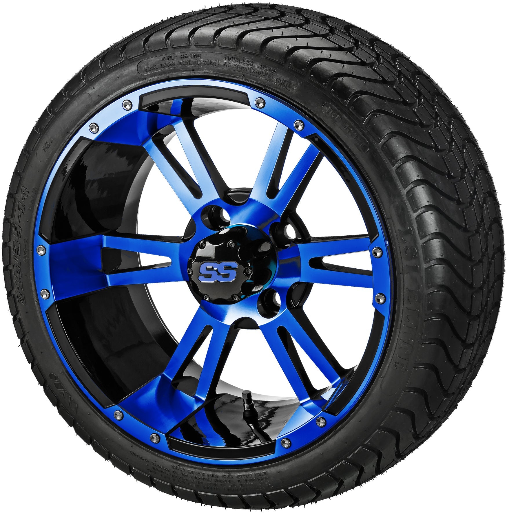 LSI 14' Raptor Black & Blue Wheel and Low Profile Tire Combo