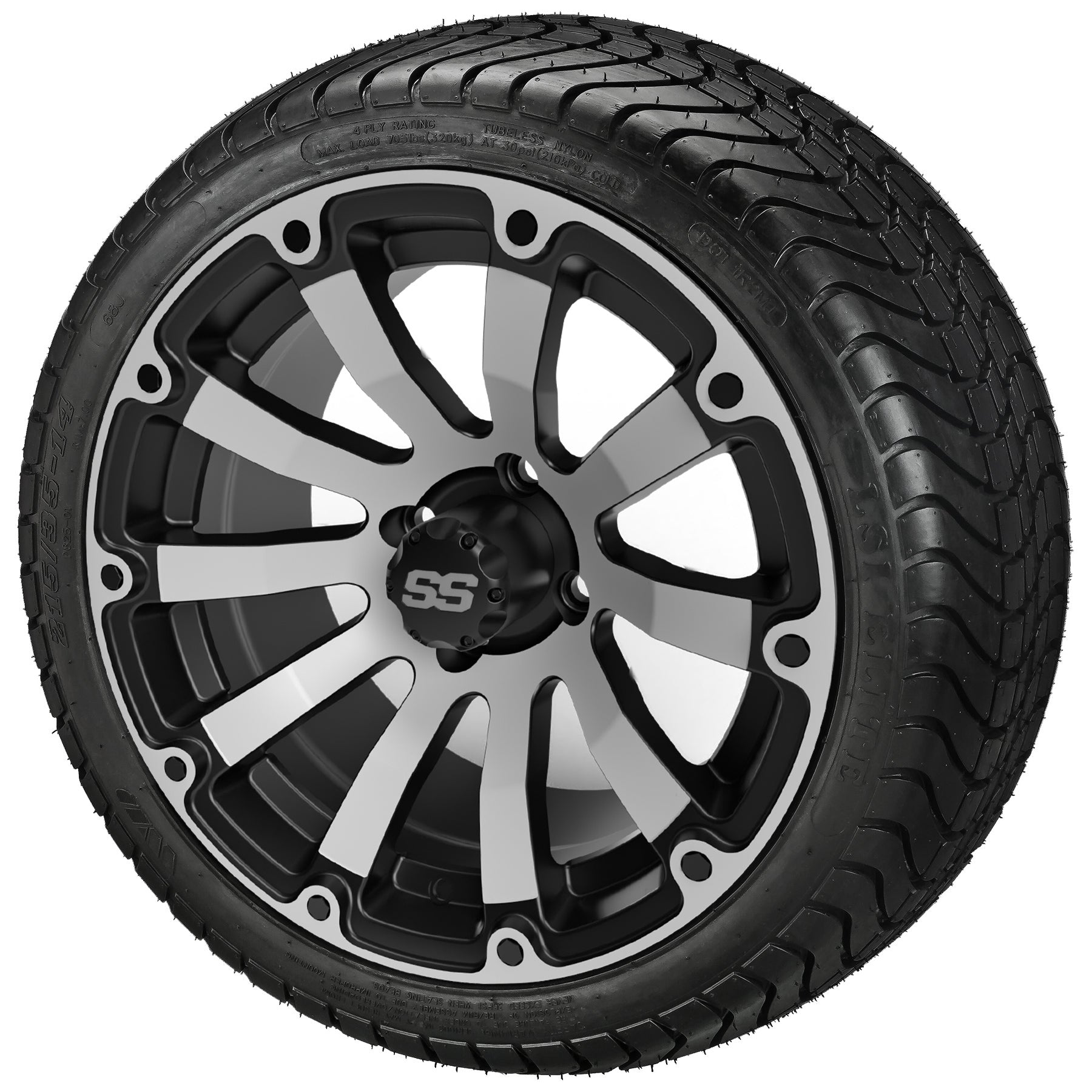 LSI 14' Beast Black & Machined Wheel and Low Profile Tire Combo