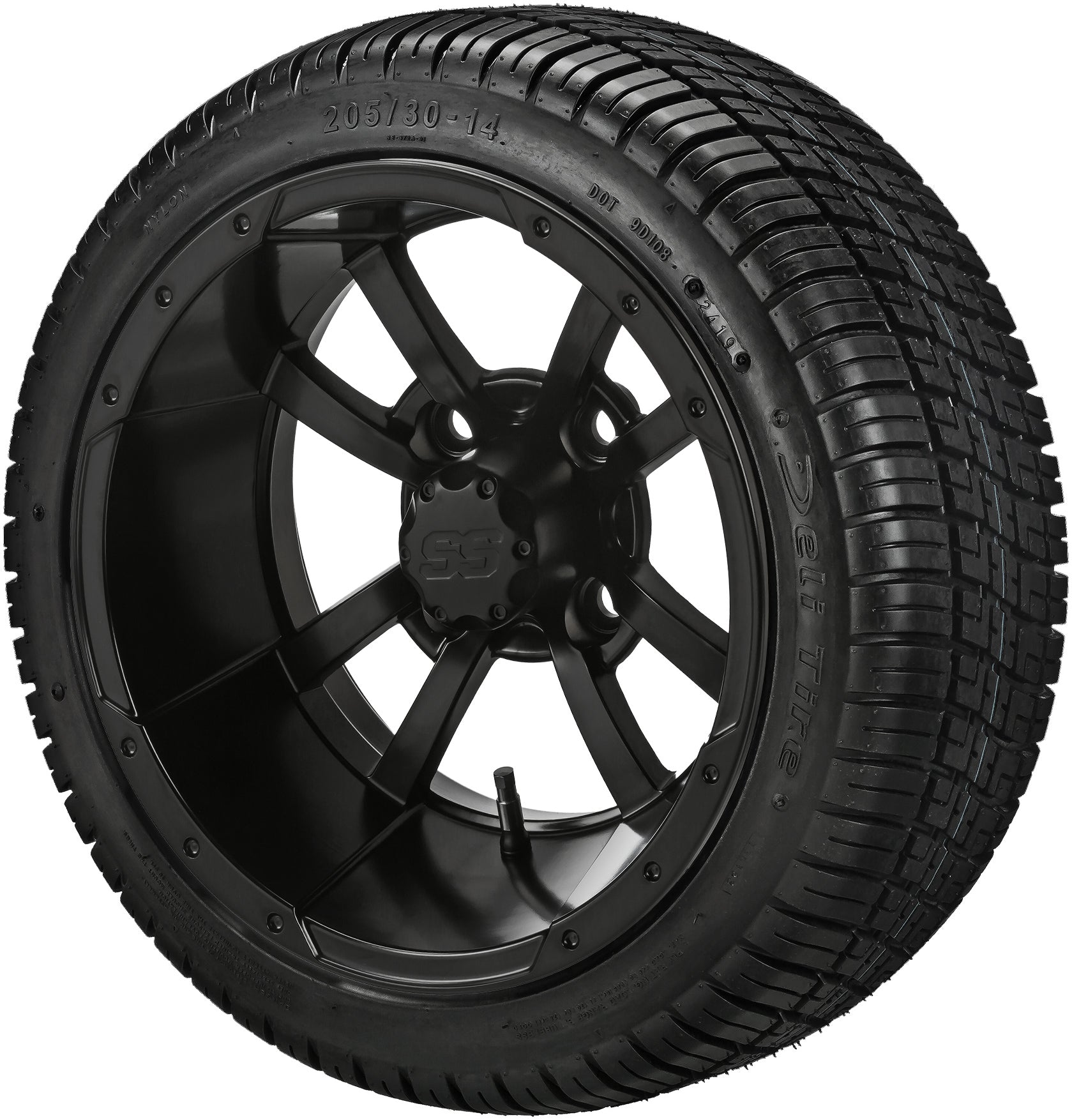 LSI 14' Maltese Cross Matte Black Wheel and Low Profile Tire Combo