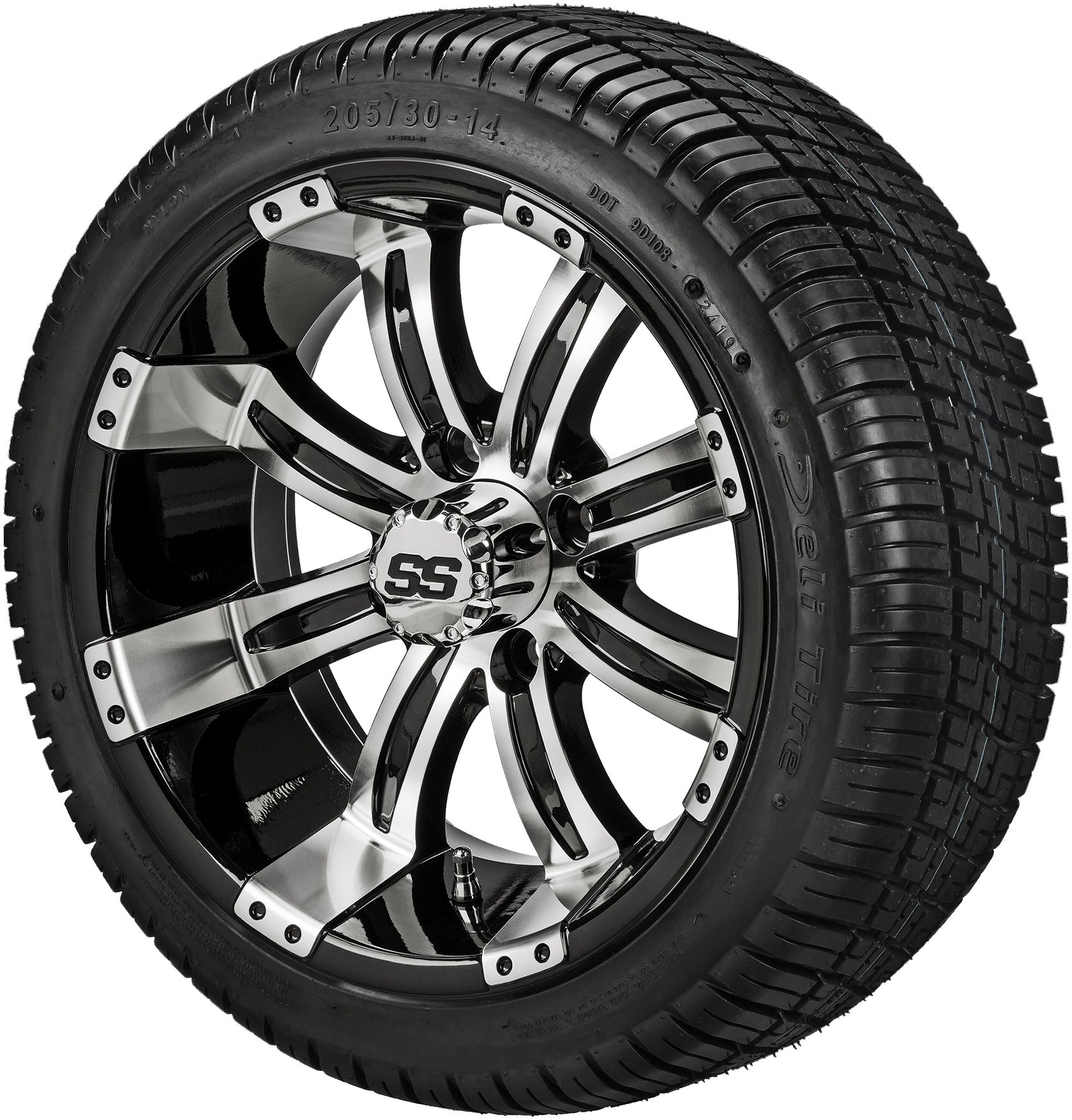 LSI 14' Casino Black & Machined Wheel and Low Profile Tire Combo