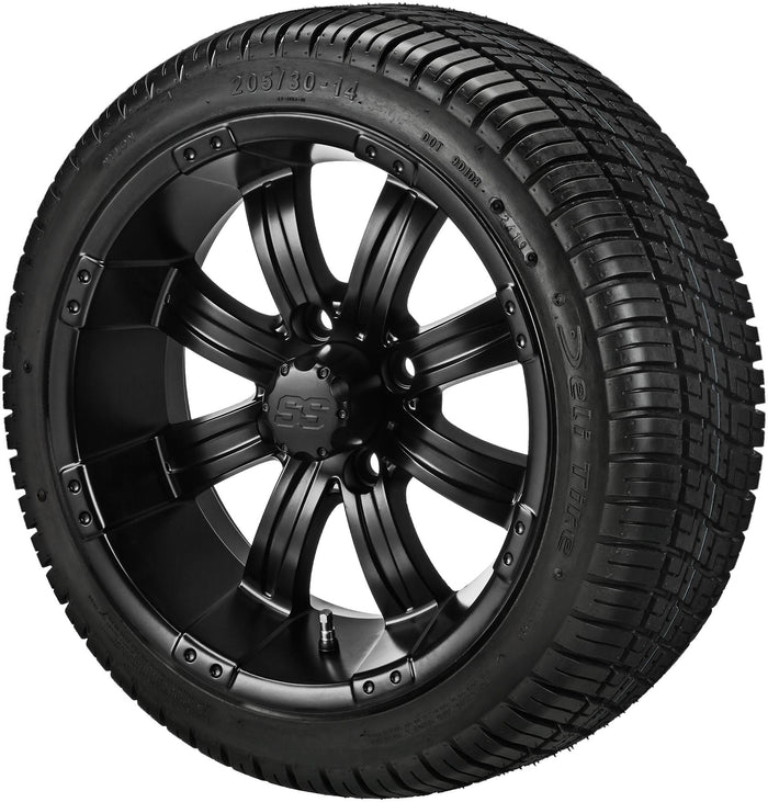 LSI 14' Casino Matte Black Wheel and Low Profile Tire Combo