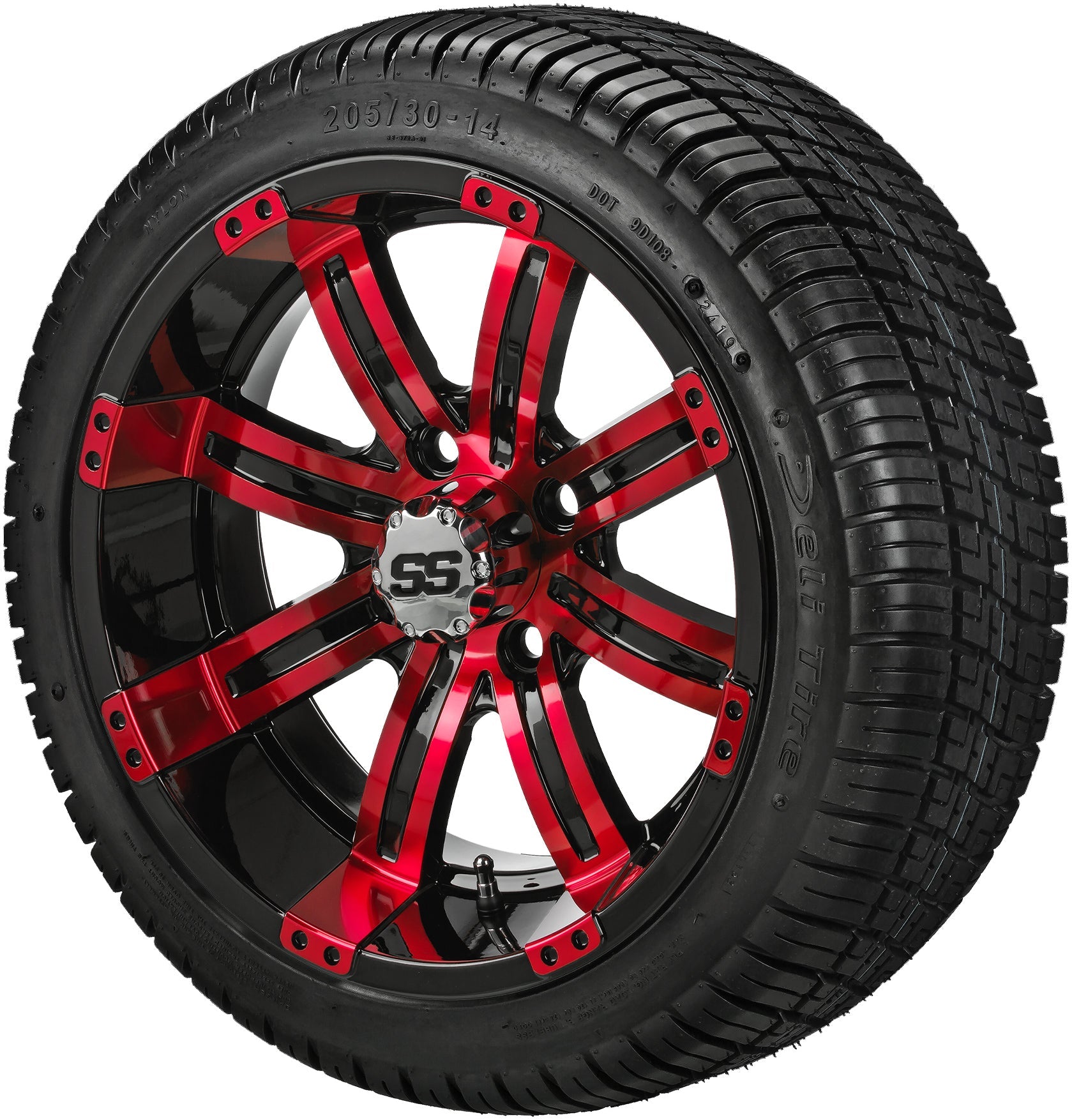LSI 14' Casino Black & Red Wheel and Low Profile Tire Combo