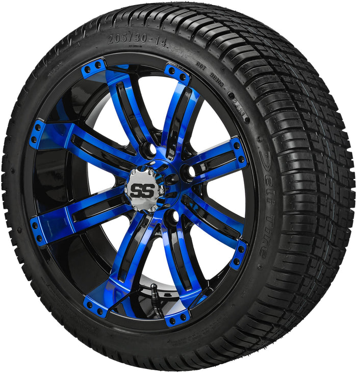 LSI 14' Casino Black & Blue Wheel and Low Profile Tire Combo