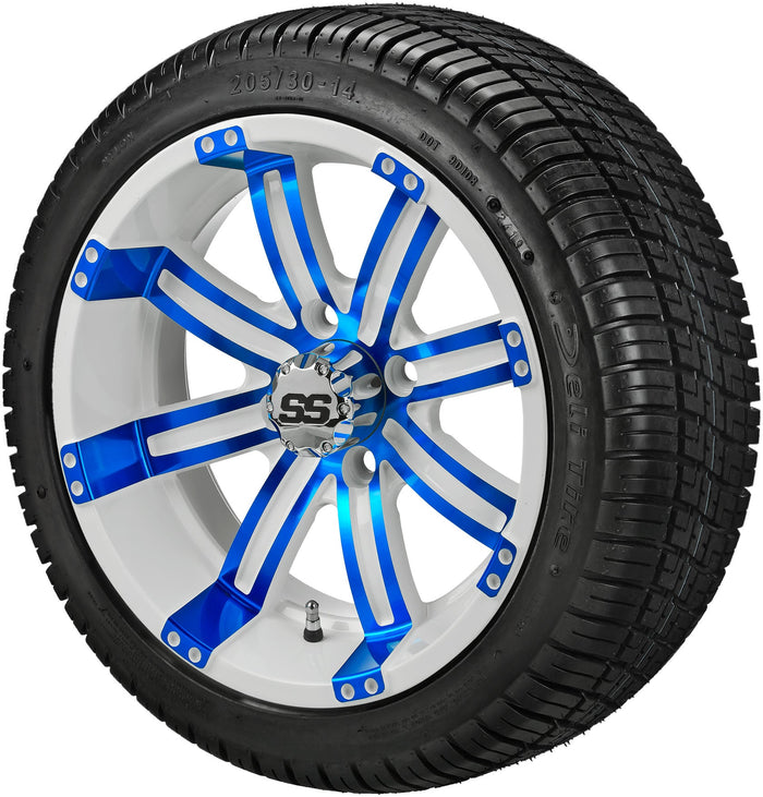 LSI 14' Casino White & Blue Wheel and Low Profile Tire Combo