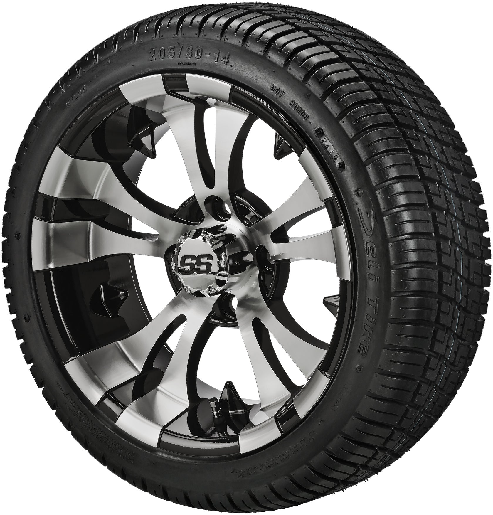 LSI 14' Warlock Black & Machined Wheel and Low Profile Tire Combo