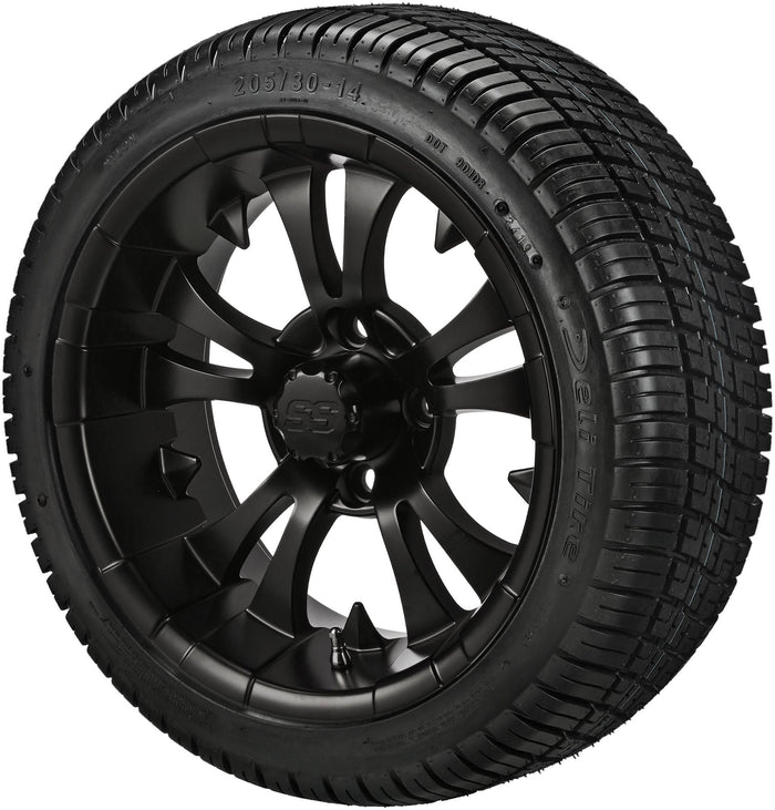 LSI 14' Warlock Matte Black Wheel and Low Profile Tire Combo