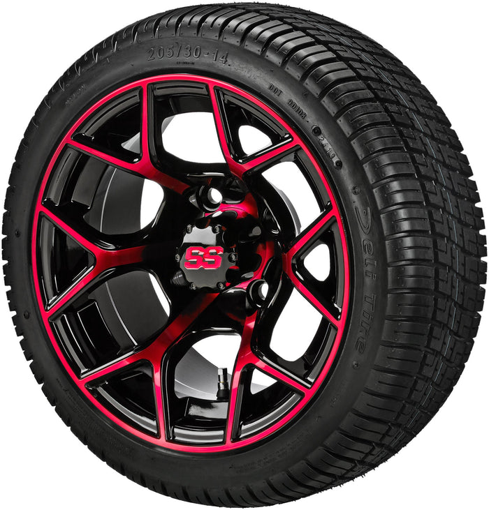 LSI 14' Ninja Black & Red Wheel and Low Profile Tire Combo