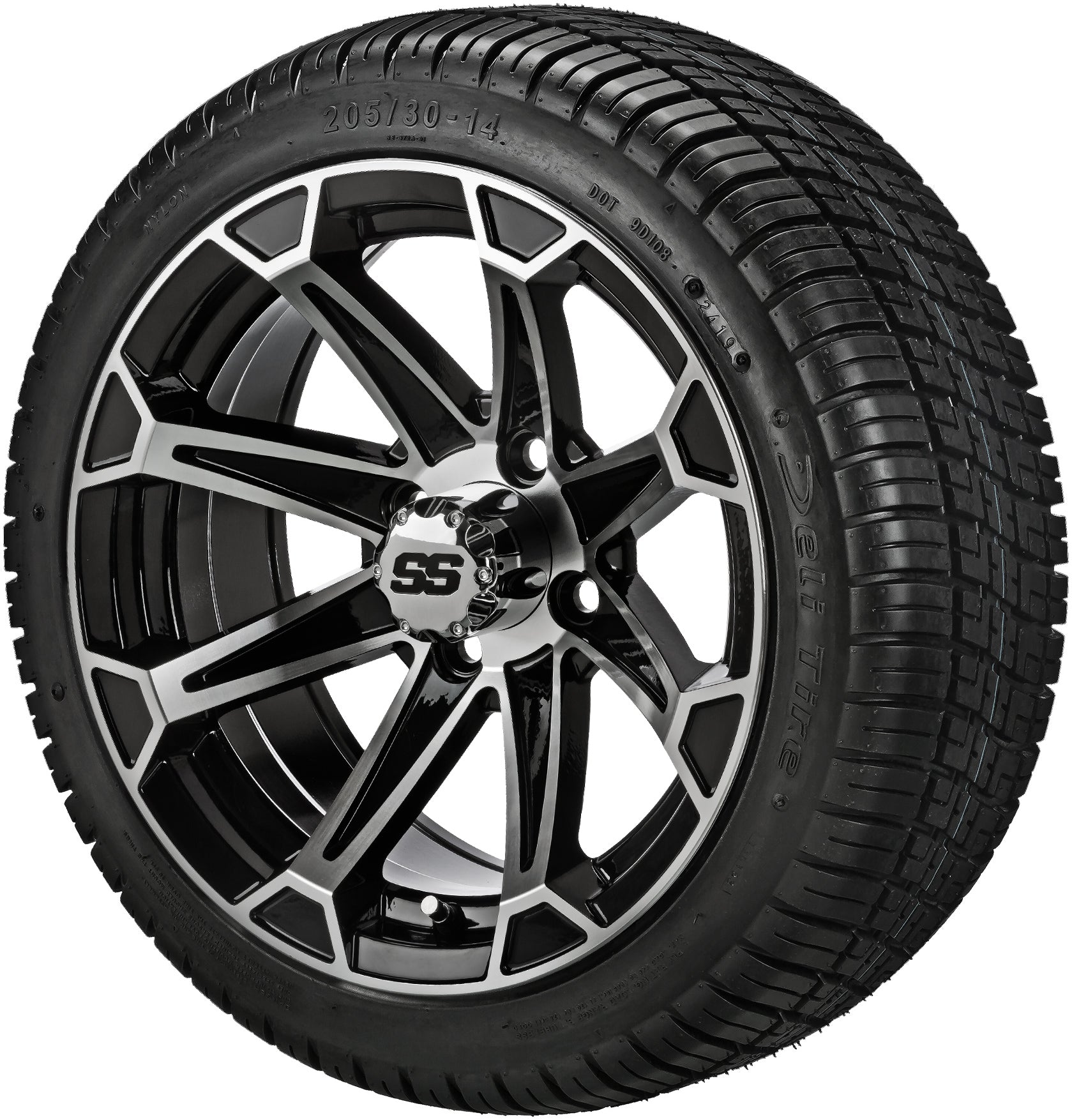 LSI 14' Viking Black & Machined Wheel and Low Profile Tire Combo