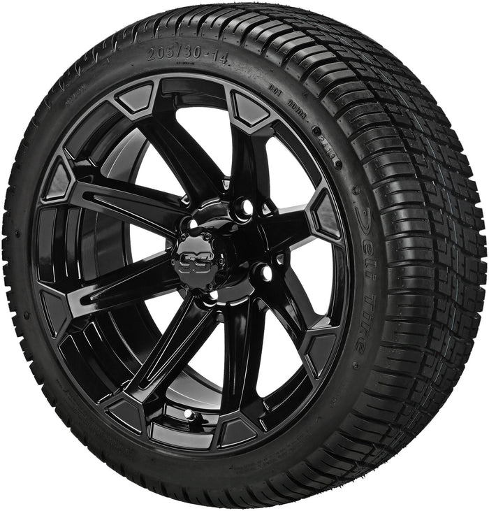 LSI 14' Viking Gloss Black Wheel and Low Profile Tire Combo