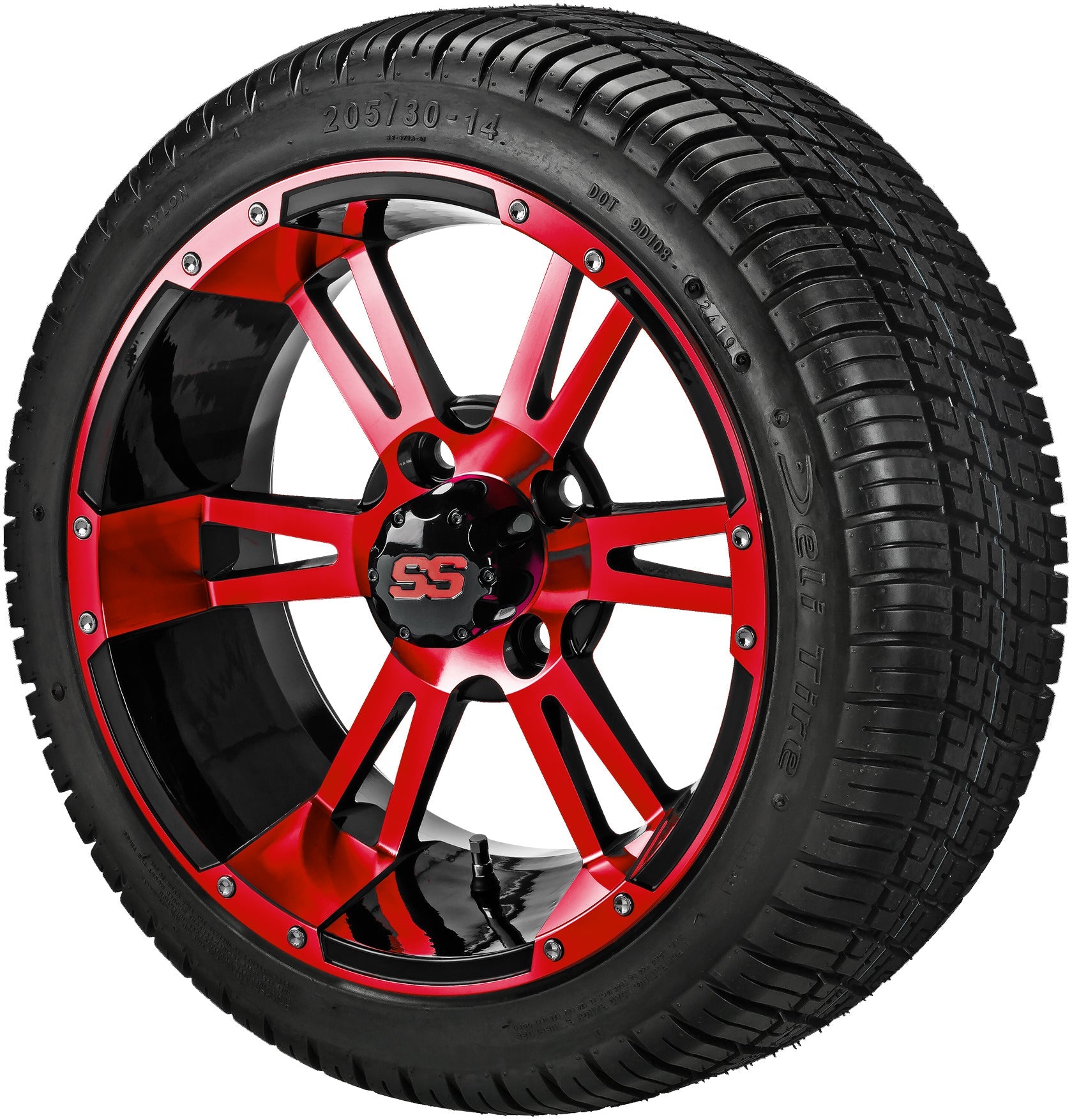 LSI 14' Raptor Black & Red Wheel and Low Profile Tire Combo