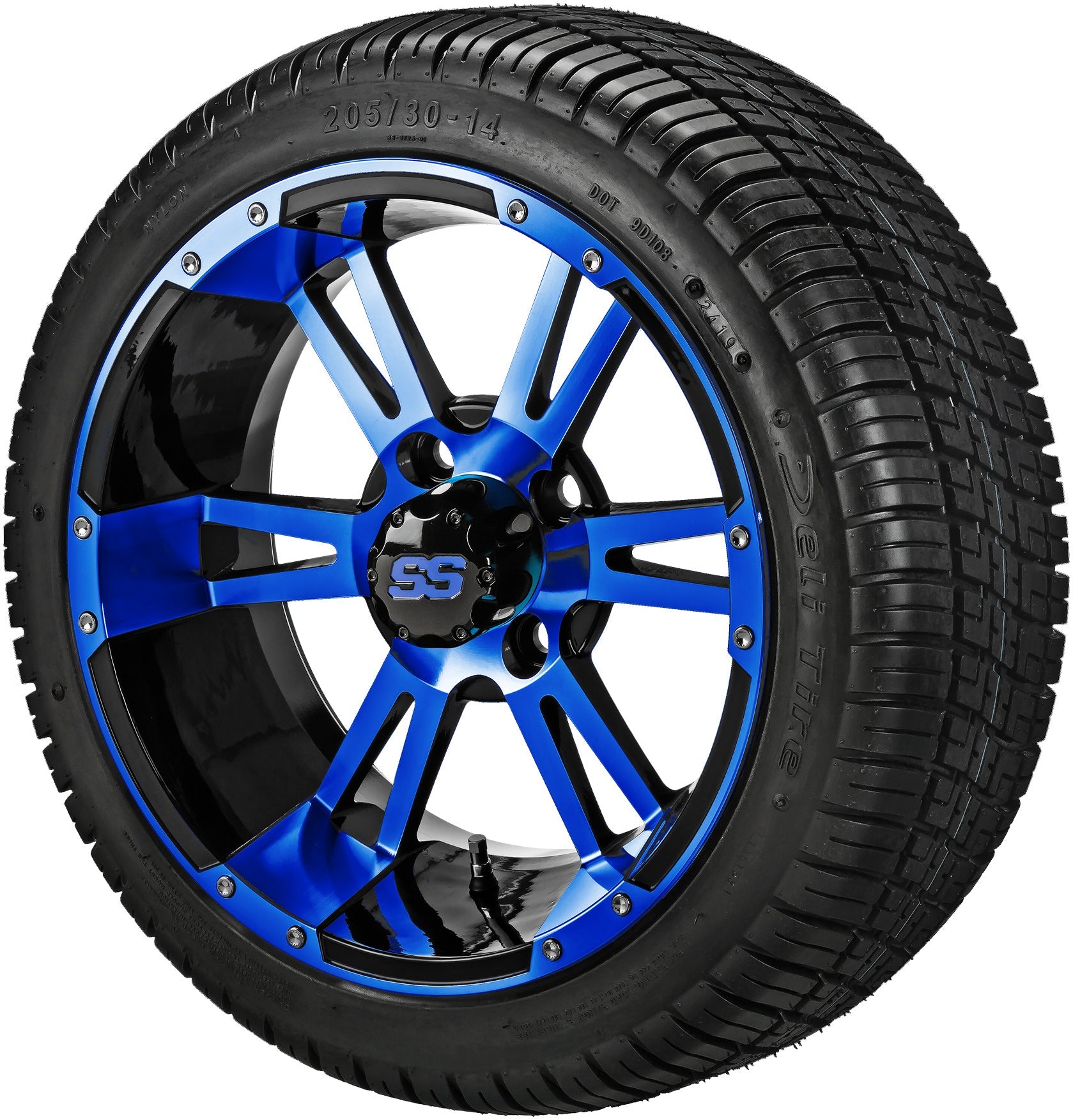 LSI 14' Raptor Black & Blue Wheel and Low Profile Tire Combo