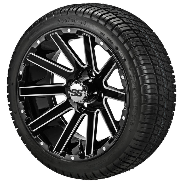 LSI 14' Venom Black & Machined Wheel and Low Profile Tire Combo