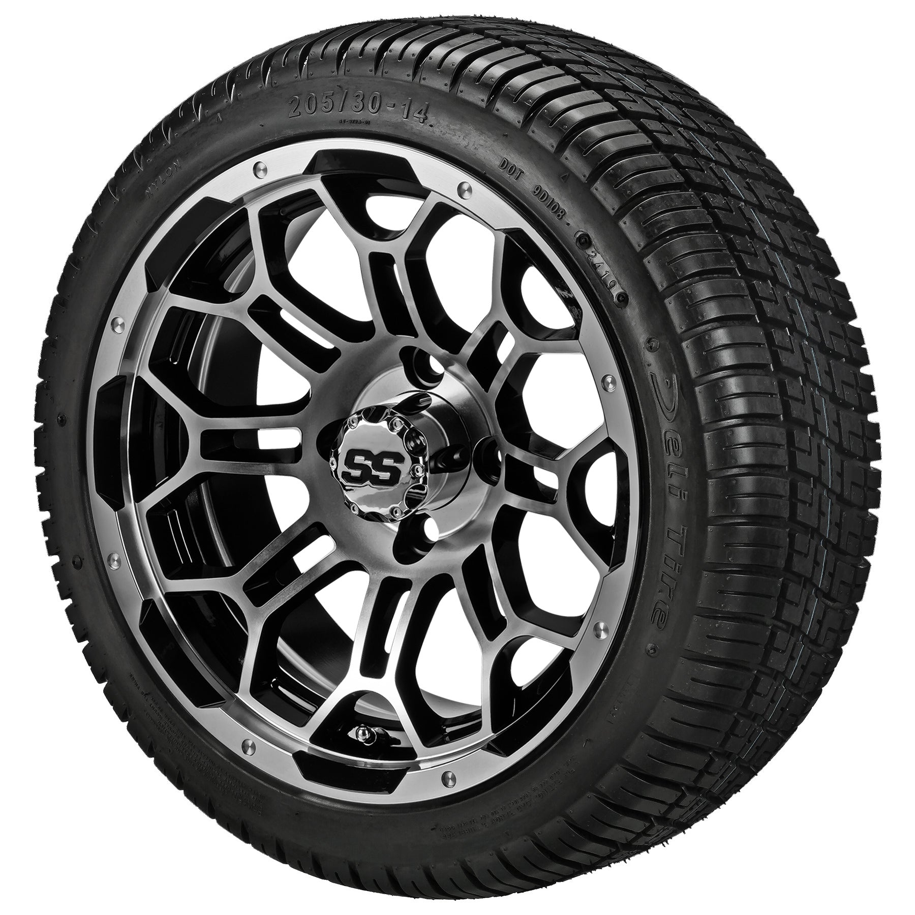 LSI 14' Hercules Black & Machined Wheel and Low Profile Tire Combo