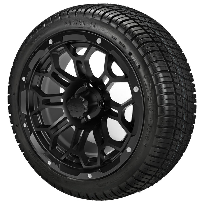 LSI 14' Hercules Gloss Black Wheel and Low Profile Tire Combo