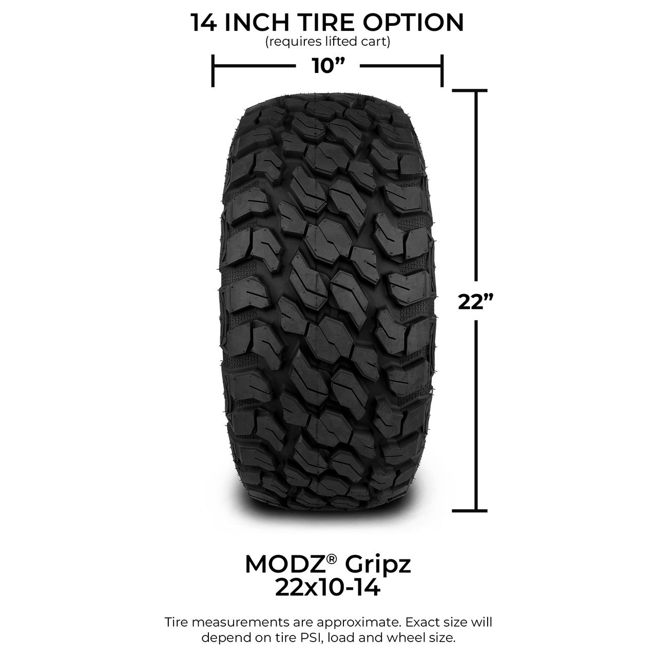 MODZ® 14" Vampire Machined Black Lifted Tire and Wheel Combo
