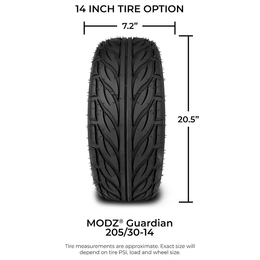 MODZ® 14" Halo Chrome - Low Profile Tires and Wheels Combo