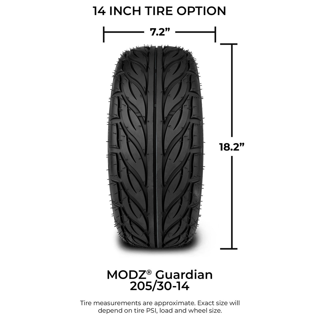 MODZ® 14" Godfather Glossy Black - LowPro Street Tire and Wheels Combo