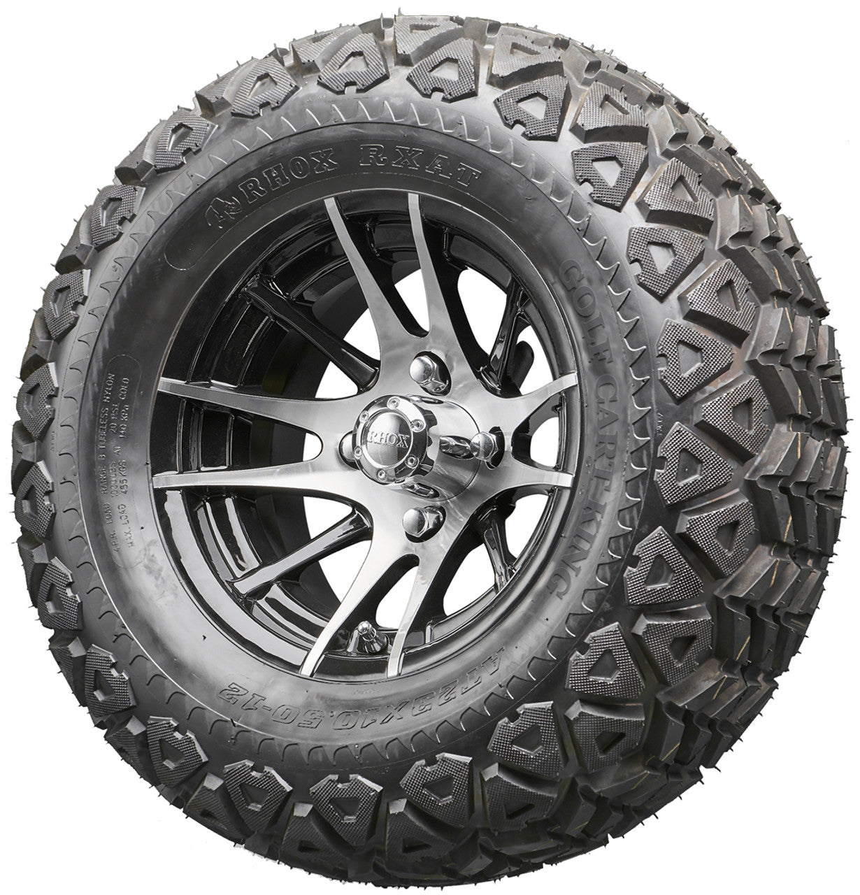 Golf Cart Wheels and Tires - RHOX RX101 Machined 12" - All-Terrain