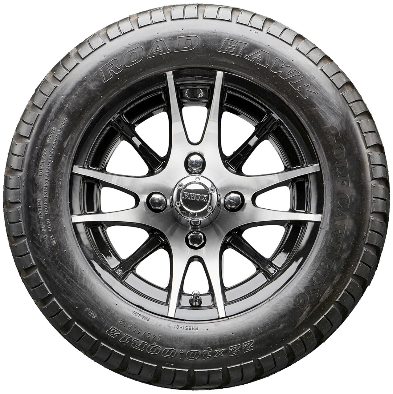 Golf Cart Wheels and Tires - RHOX RX101 Machined 12" - All-Terrain