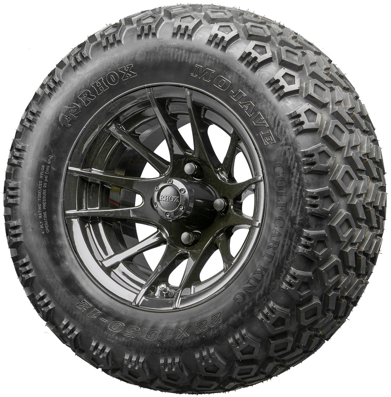 Golf Cart Wheels and Tires - RHOX RX104 Black 12" - All-Terrain