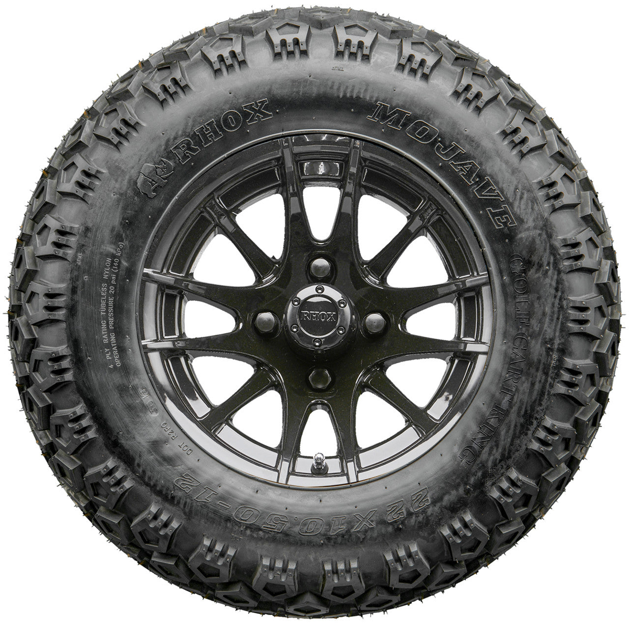 Golf Cart Wheels and Tires - RHOX RX104 Black 12" - All-Terrain